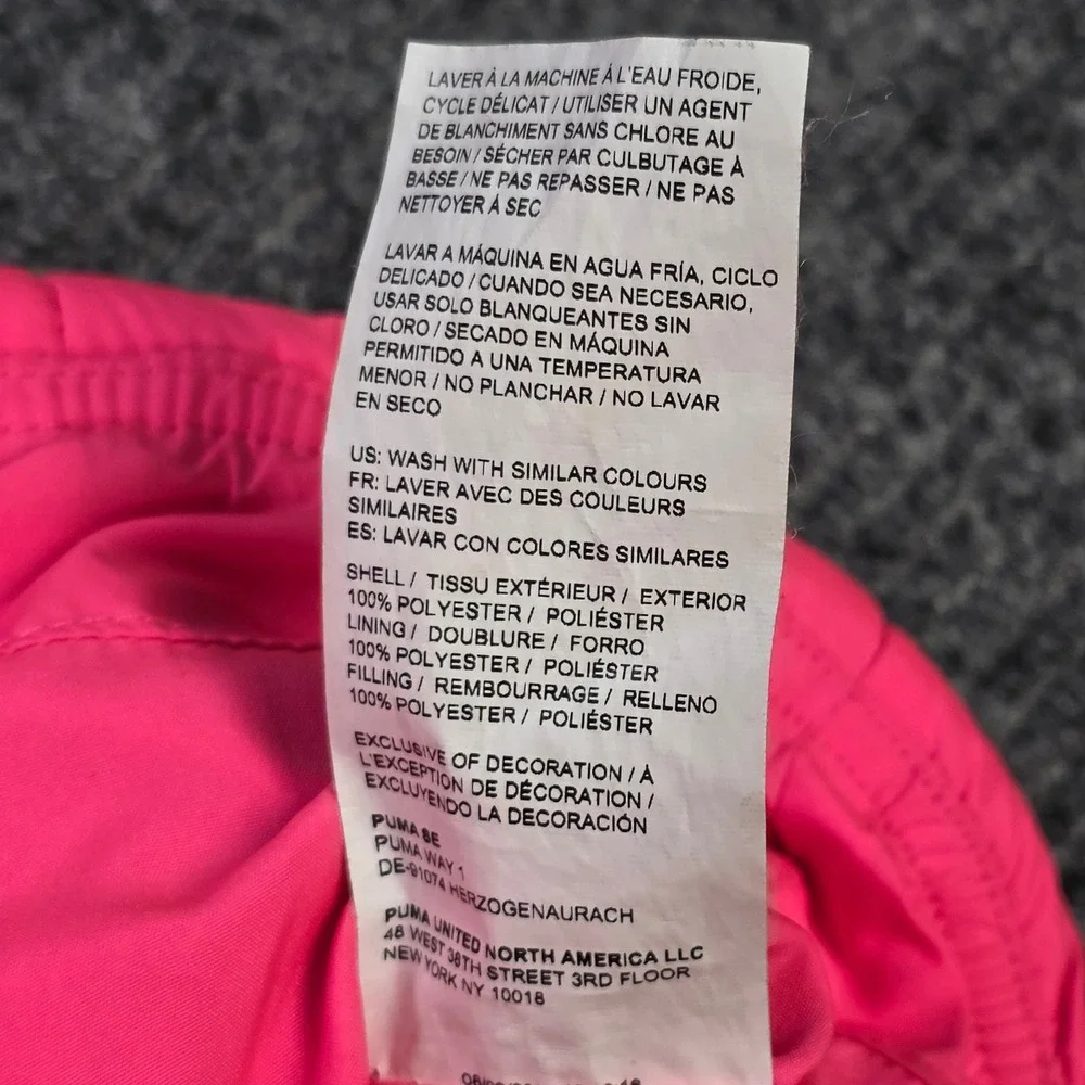 Puma Puffer Vest Girl's Size XS 5/6 Hot Pink‎ Glitter Logo Full Zip Activewear